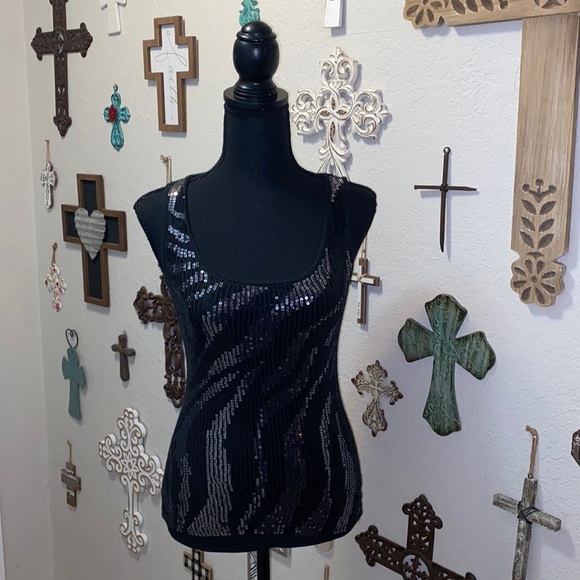 Express Tops - Express black and silver sequin tank top size small